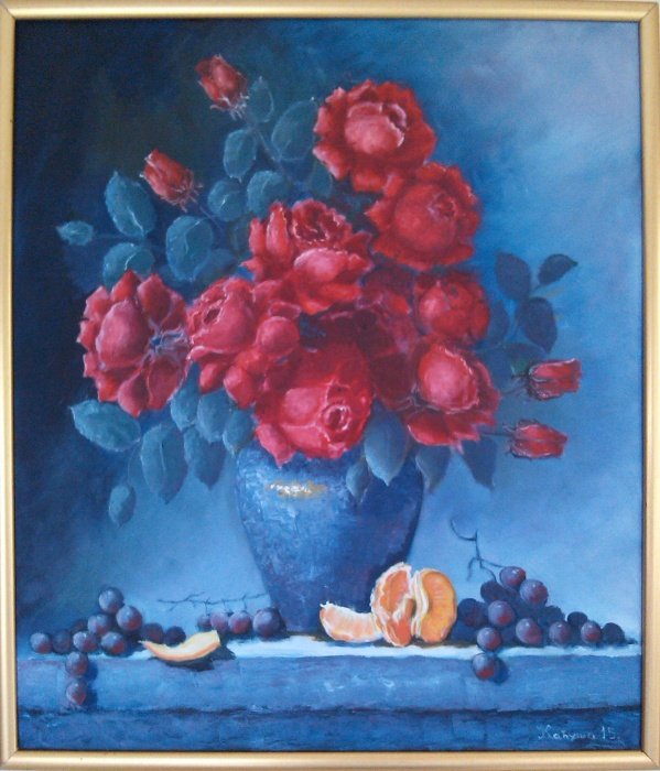 Red roses, Painting Mićunović Kaćuša