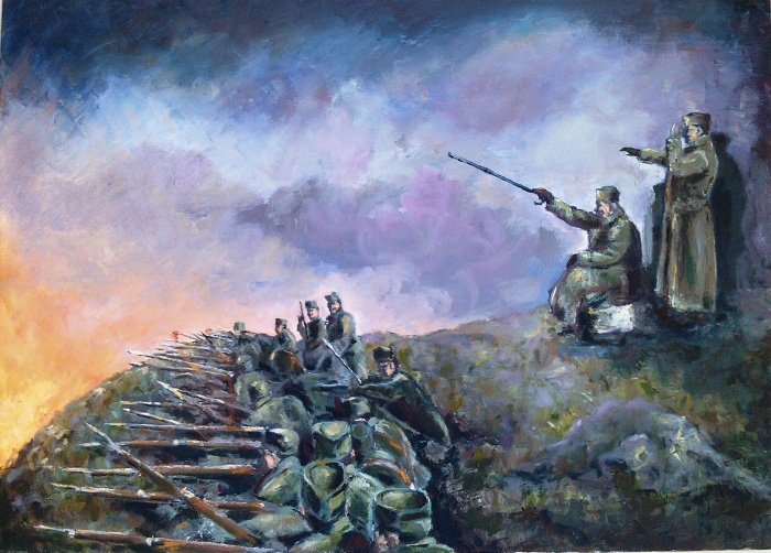 The kingj Petar at the front 1914., Painting Mićunović Kaćuša