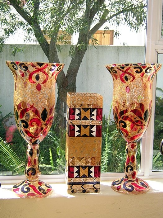 Visoki svecnjak, crveno-crni, Handicraft Jelena Milosevic Jovanović