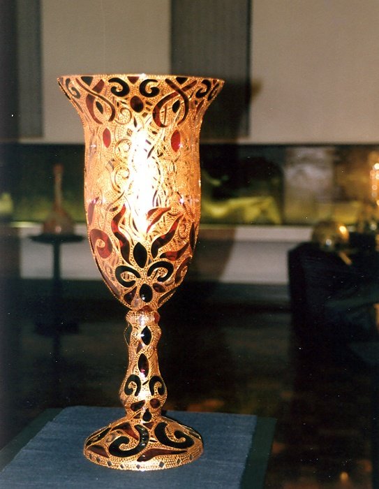 Visoki svecnjak, crveno-crni, Handicraft Jelena Milosevic Jovanović