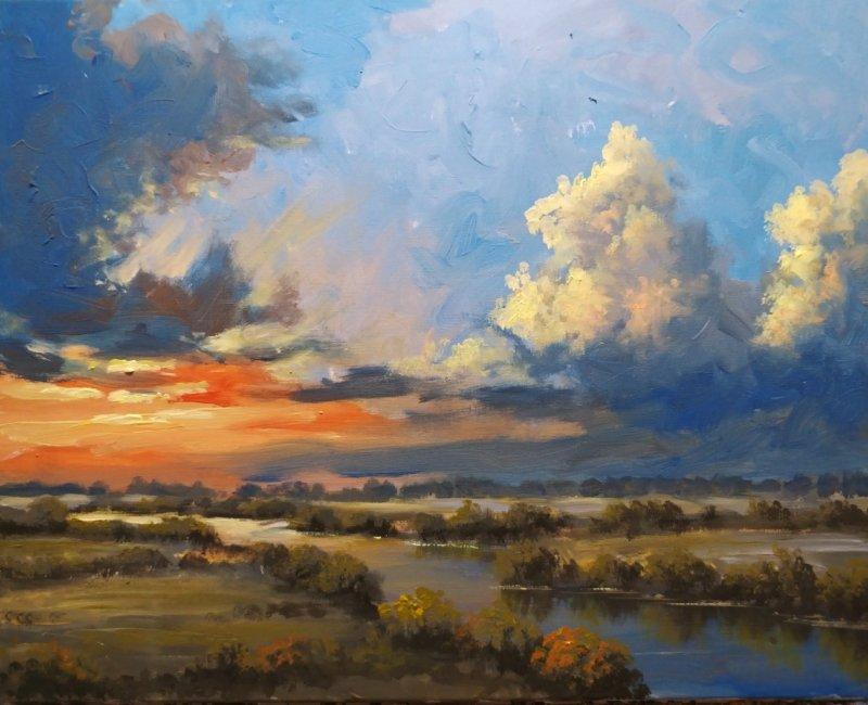 Sunset over the river 3, Painting Borko Šainović