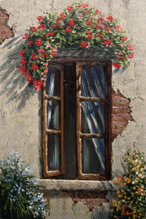 Old window, Painting Borko Šainović