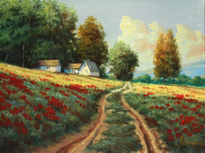The field of poppies, Painting Borko Šainović