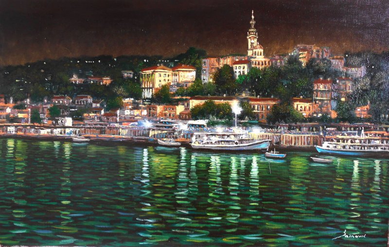 Belgrade by night, Painting Borko Šainović