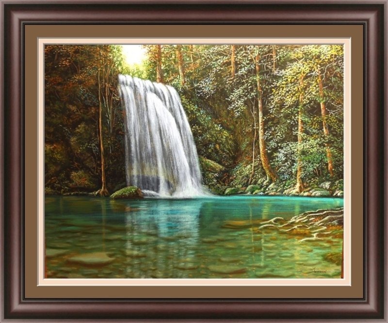 Forest waterfall, Painting Borko Šainović