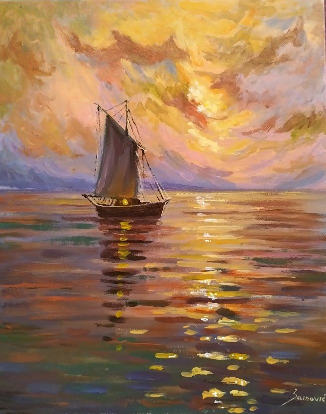Boat on sunset
