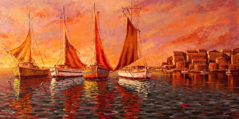 Old harbor II, Painting Borko Šainović