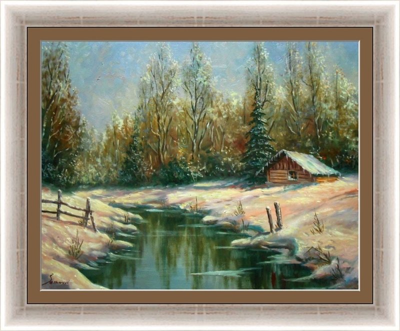 Snow idyll, Painting Borko Šainović