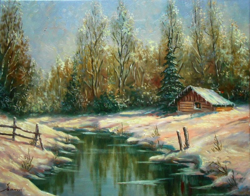 Snow idyll, Painting Borko Šainović