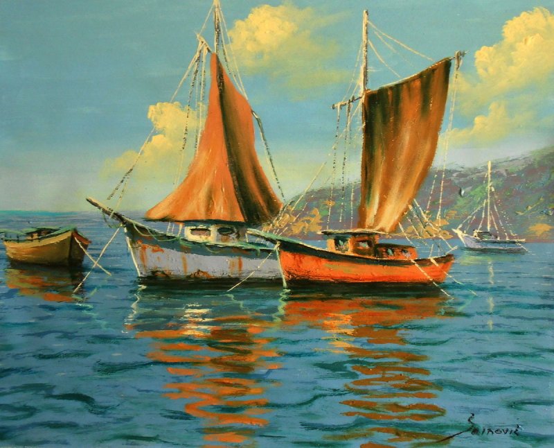 The fishing boats IV, Painting Borko Šainović