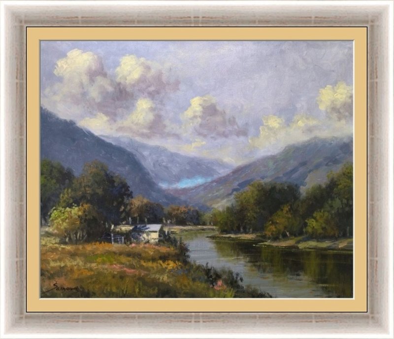 Landscape with the river, Painting Borko Šainović