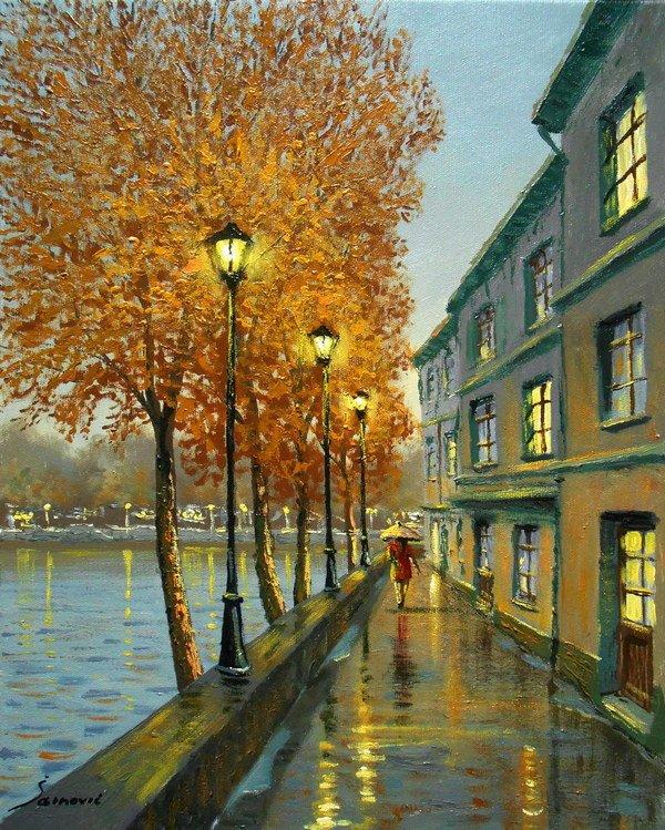 Rainy evening II, Painting Borko Šainović