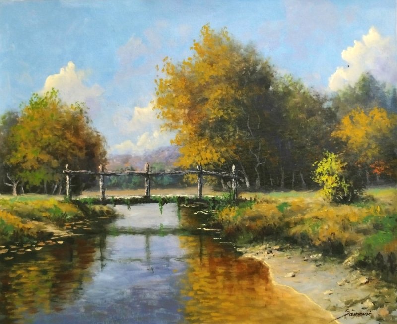 Wooden bridge, Painting Borko Šainović