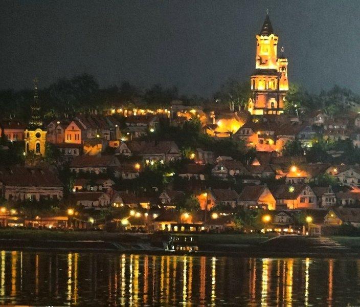 Zemun from Danube, Painting Borko Šainović