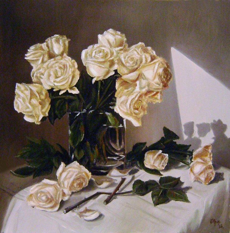 White roses, Painting Samardzija Olivera Olja