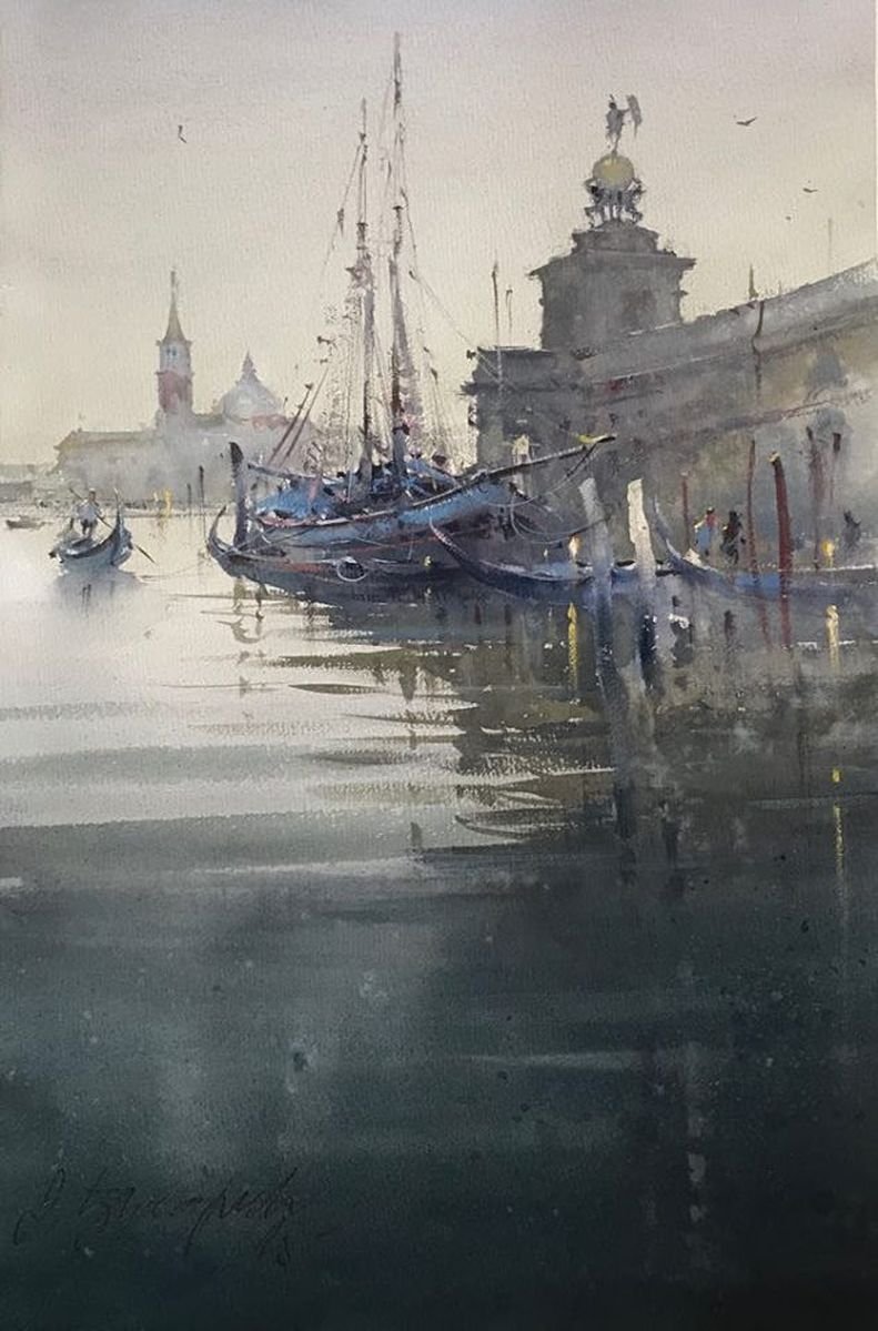 Venice, Punta della Dogana, Painting Djukaric Dusan