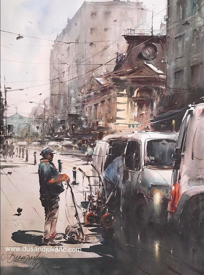 Time of delivery in Vasina street, Painting Djukaric Dusan