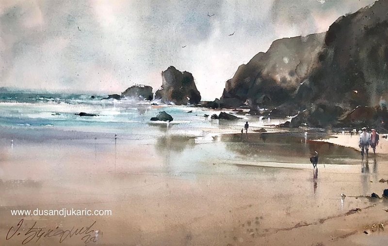Sand beach, Painting Djukaric Dusan