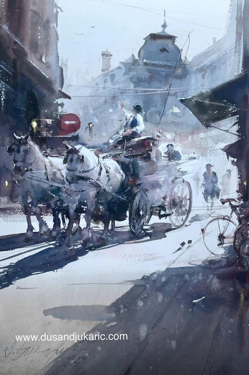 Fiaker ride, Painting Djukaric Dusan