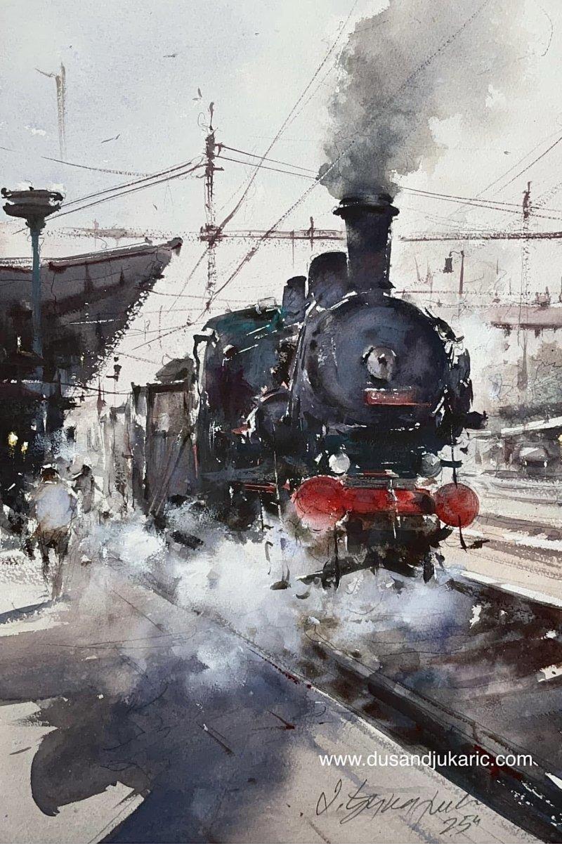 Before departure, Painting Djukaric Dusan