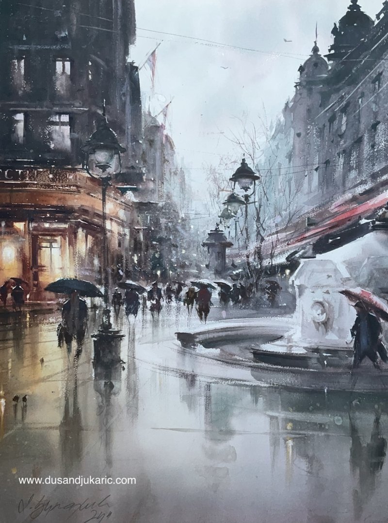 I am waiting for you at the fountain, Painting Djukaric Dusan