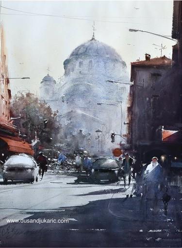 View of the Hram, Painting Djukaric Dusan