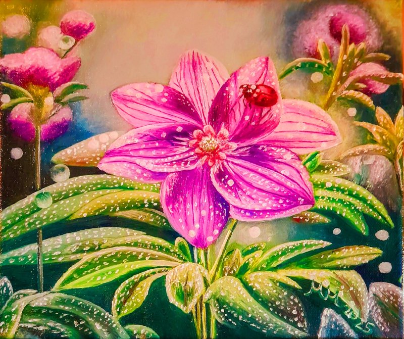 Ladybird in flower, Painting Marija Mitrovic