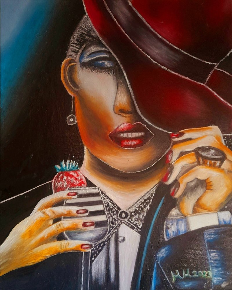 Lady for red hat, Painting Marija Mitrovic