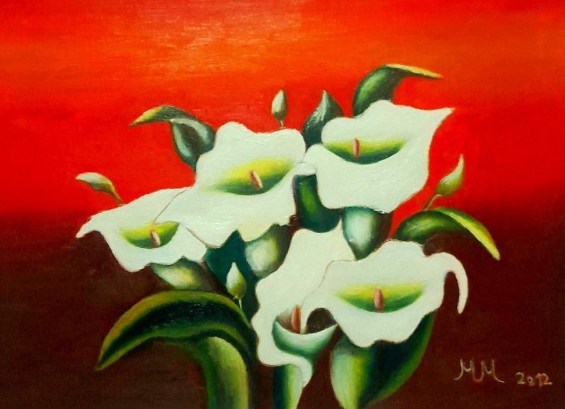 White the flower, Painting Marija Mitrovic