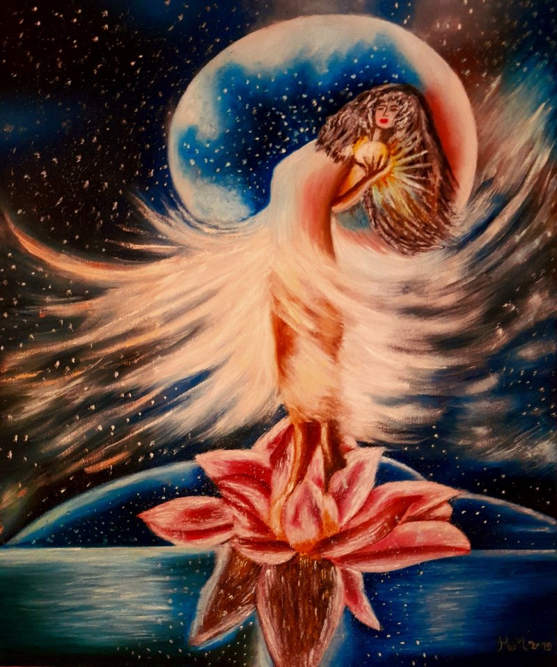 All world on palm, Painting Marija Mitrovic