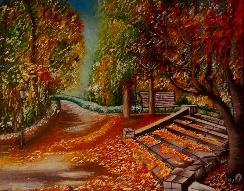 The autumn in park, Painting Marija Mitrovic