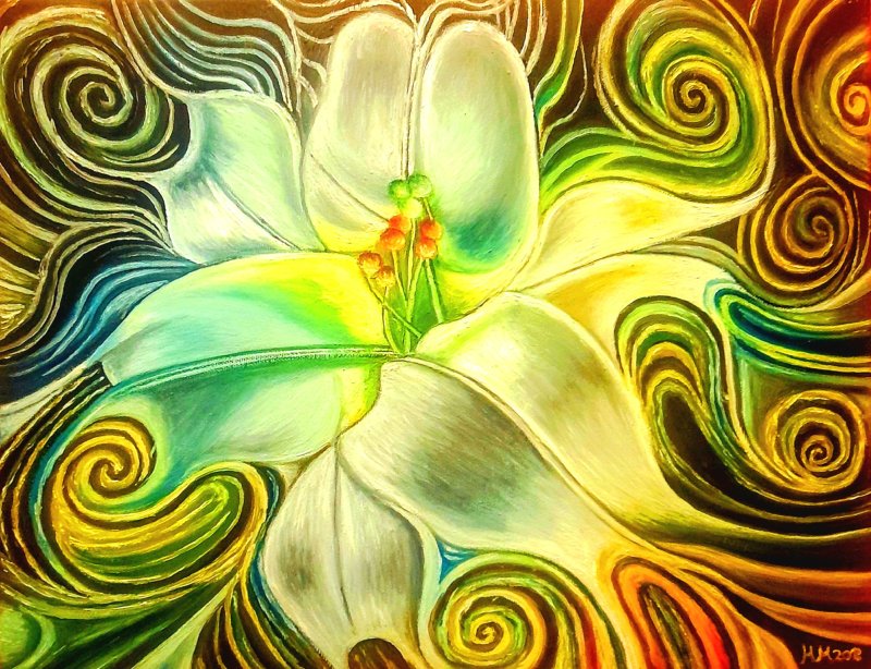 White  flower, Painting Marija Mitrovic