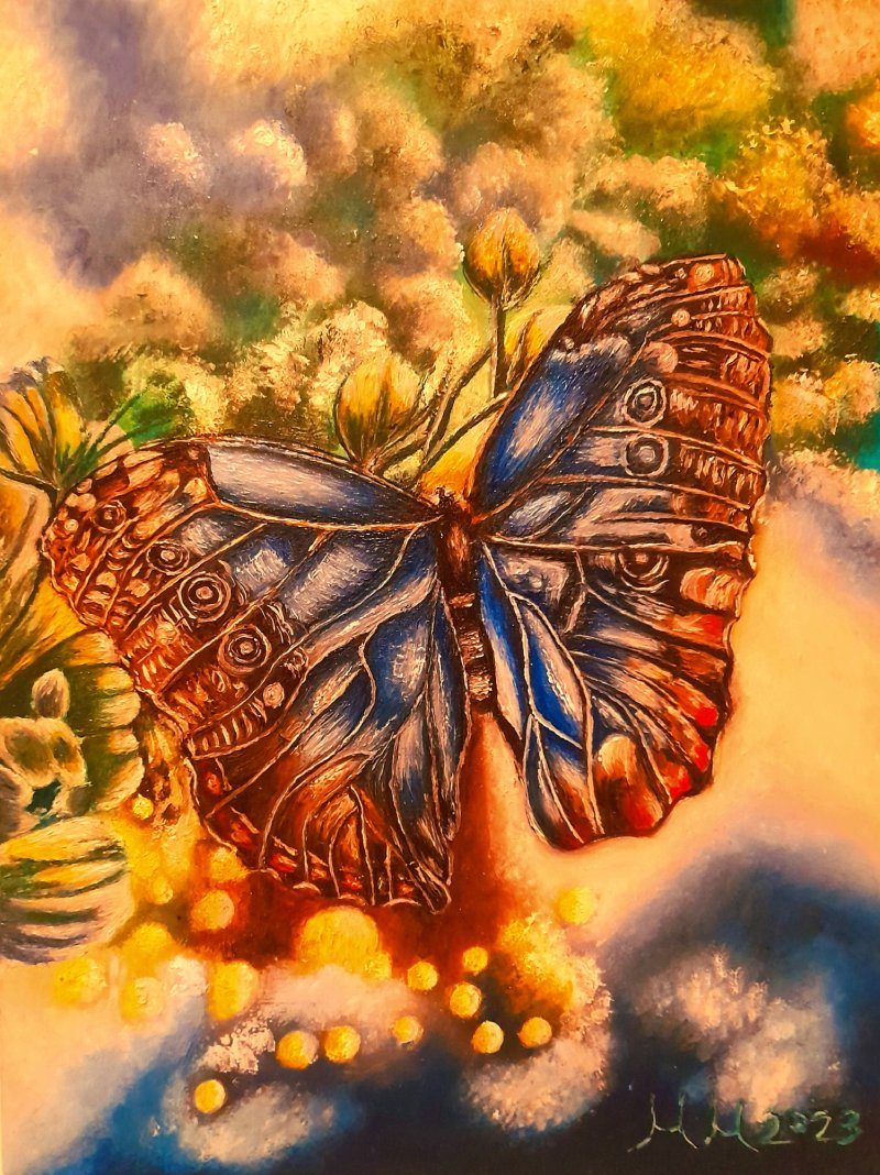 Blue butterfly, Painting Marija Mitrovic