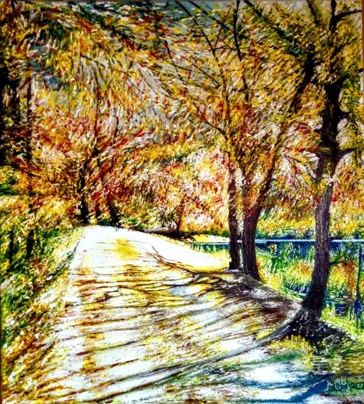 Road through forest, Painting Marija Mitrovic