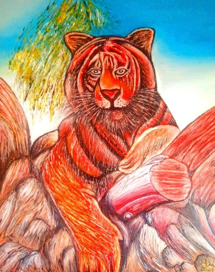 Relativno tigers, Painting Marija Mitrovic