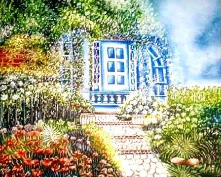 Garder and balcon, Painting Marija Mitrovic