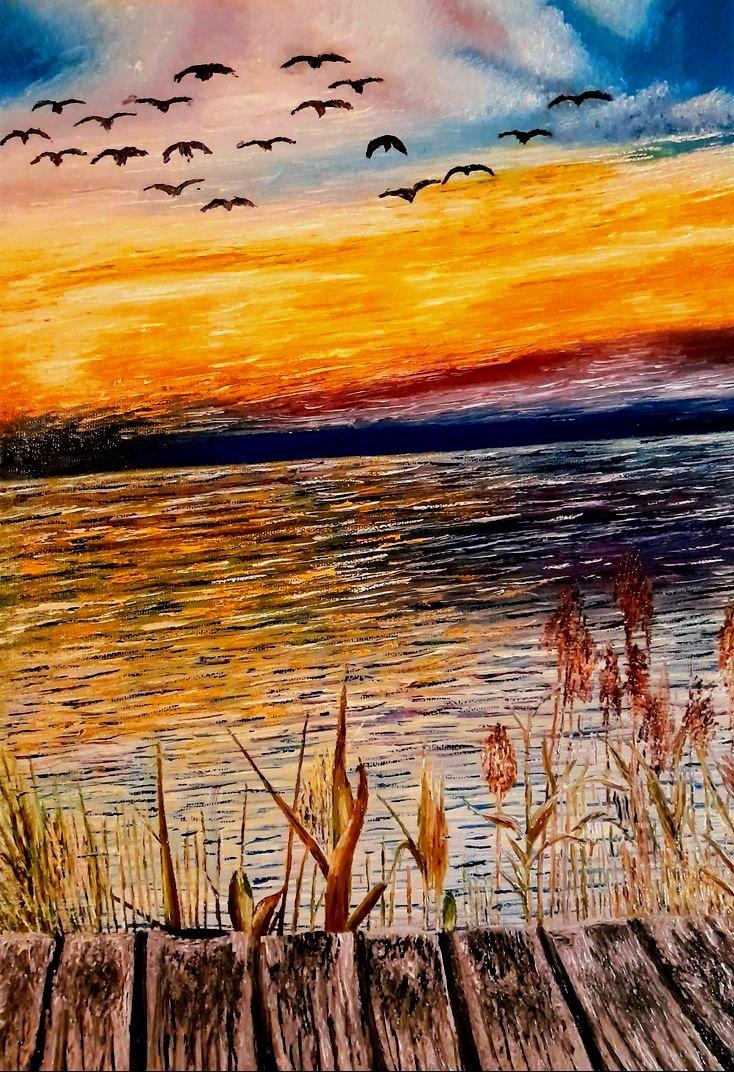 Reed in river, Painting Marija Mitrovic