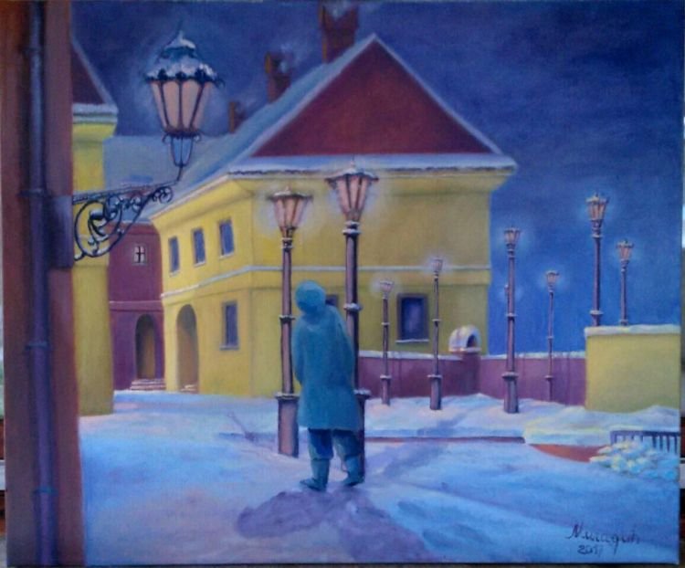 Januar night on Petrovaradin, Painting Miladic Svetlana