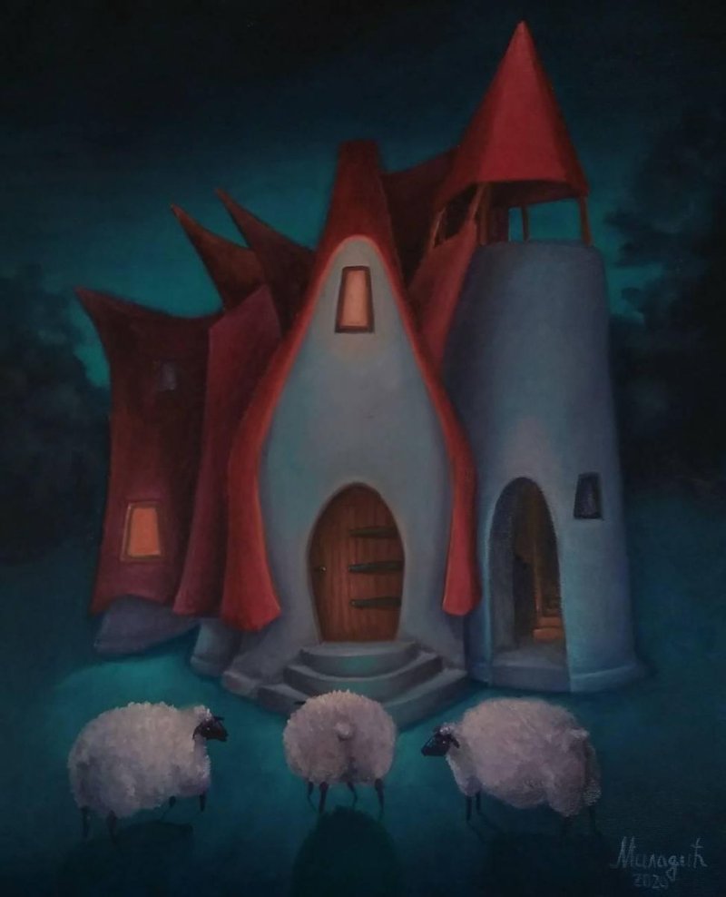 Clay house in the valley of fairies, Painting Miladic Svetlana