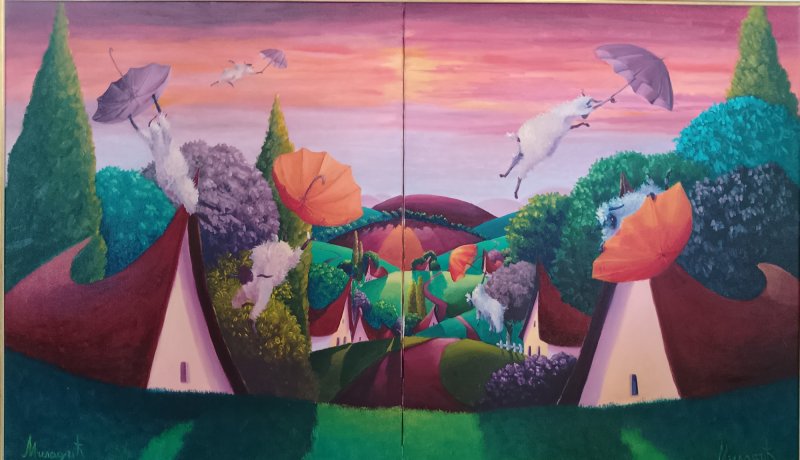 After the rain ,diptih, Painting Miladic Svetlana