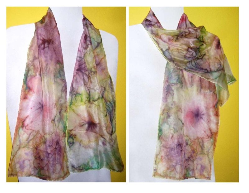 Hand-painted silk wrap scarf Unikat2, Handicraft Balašević Radmila Seka