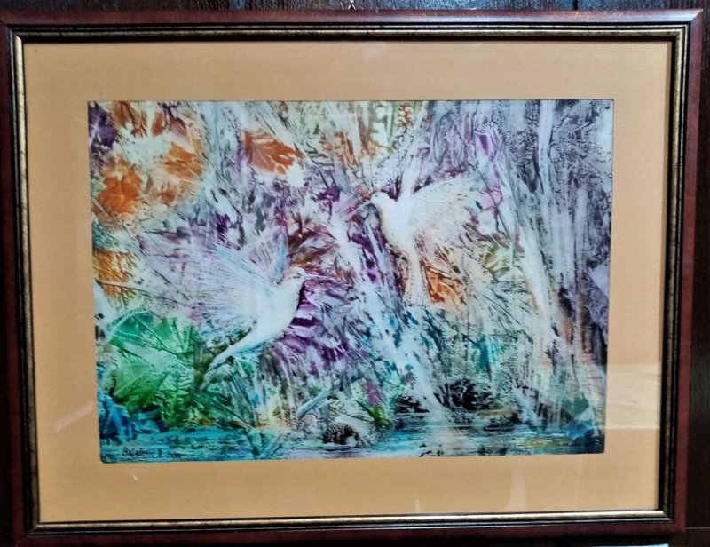 Hummingbirds in the game - Encaustic technique, Painting Balašević Radmila Seka