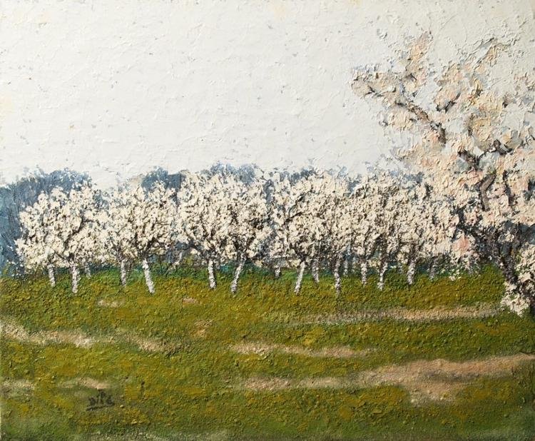 Šljivik u cvetu, Painting Djuragic Giga Dile