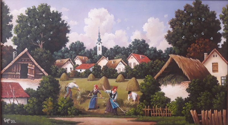 Skupljanje sena, Painting Mijailović Borisav