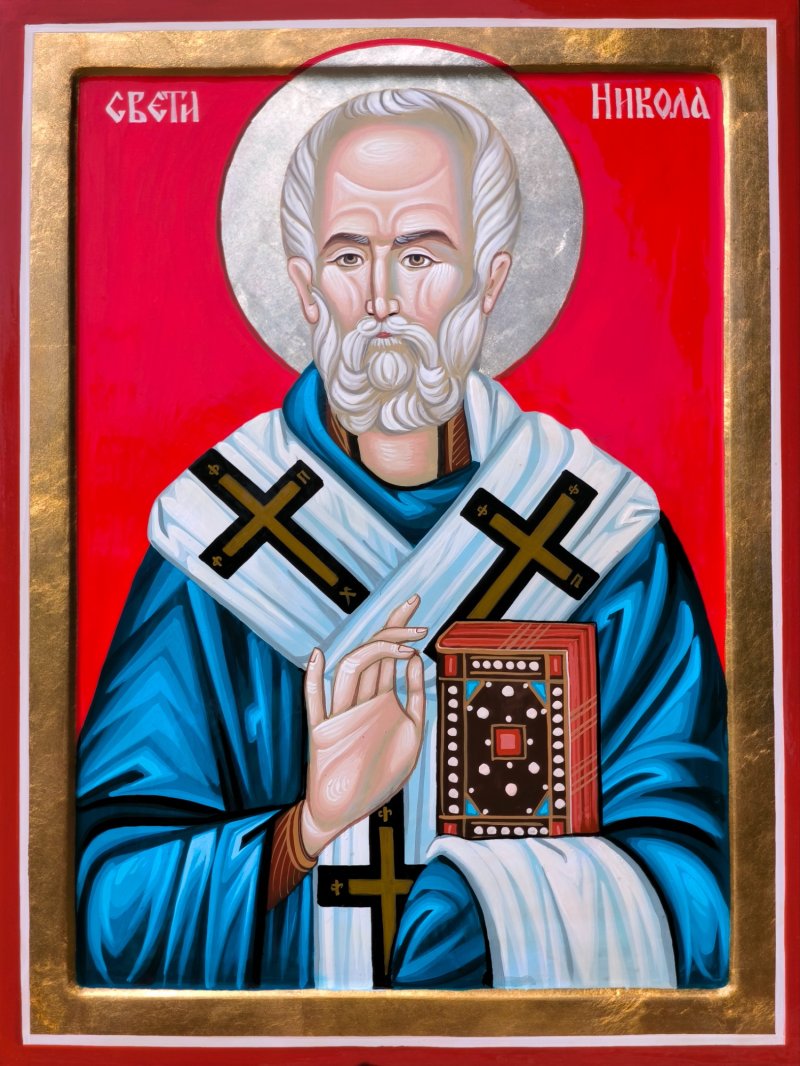 Orhodox icon Sveti Nikola dimensions 30x40 cm, Painting ORTHODOX ICONS- artist Miloš Timotijević