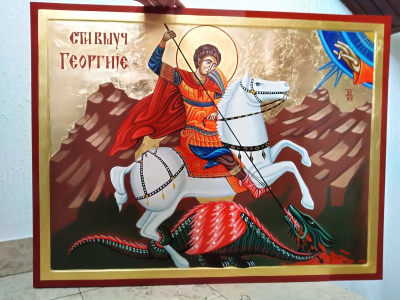 Ikona Sveti Djordje 100x80 cm, Painting ORTHODOX ICONS- artist Miloš Timotijević