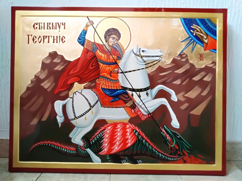 Ikona Sveti Djordje 100x80 cm, Painting ORTHODOX ICONS- artist Miloš Timotijević