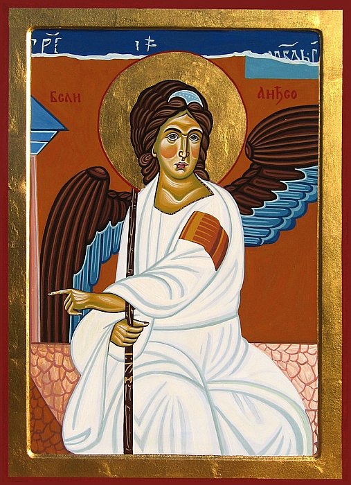 Beli Andjeo ikona 50x70 cm, Painting ORTHODOX ICONS- artist Miloš Timotijević