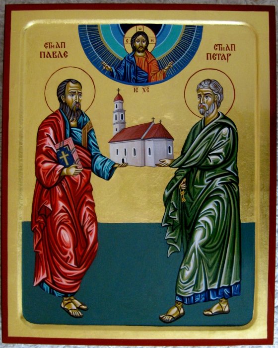 Ikona Sveti Apostoli Petar i Pavle 40x50 cm, Painting ORTHODOX ICONS- artist Miloš Timotijević