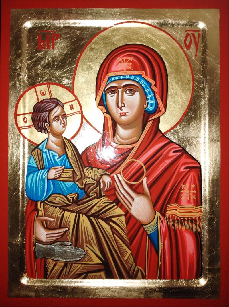 Ikona Presvete Bogorodice Trojerucice 30x40cm., Painting ORTHODOX ICONS- artist Miloš Timotijević